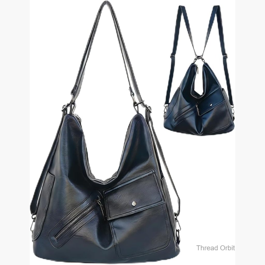 Large Vegan Leather Backpack Tote With 10 Pockets Fits 15 Laptop